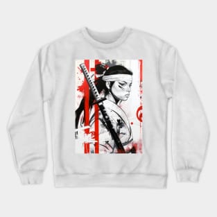 Black Ink Samurai Woman Crewneck Sweatshirt